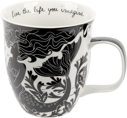 Karma Gifts 14 oz Black and White Boho Mug Mermaid by KarmaGifts