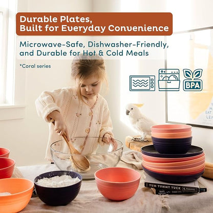 8-Pack Reusable Wheat Straw Plates Set - Image 3
