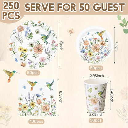 Pickmesh 250 Pcs Spring Wildflower Decoration Floral Hummingbird Themed - Image 2