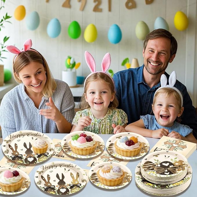 60 Pcs Happy Easter Plates and Napkins Party Supplie, Serves 20 | Easter Egg - Image 6