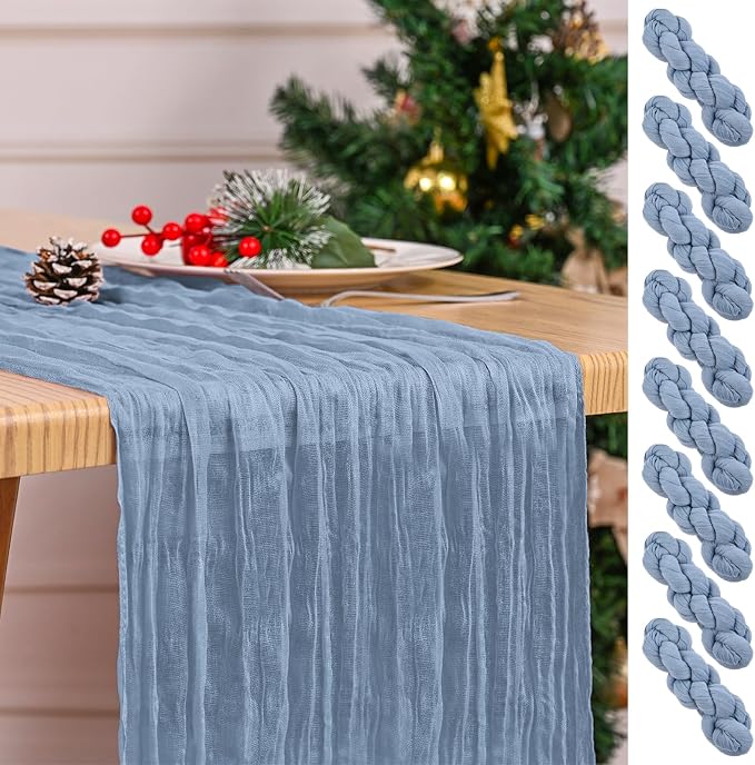 8 Pack Dusty Blue Table Runner 17 x 108inch Cheesecloth Table Runner Boho Gauze by Lumaycens