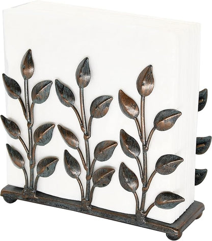 OwlGift Antique Metal Cooper Green Napkin Holder, Napkin Dispenser for Cocktail or Luncheon Napkins, Vertical Napkin Holders for Kitchen, tables, and Outdoor