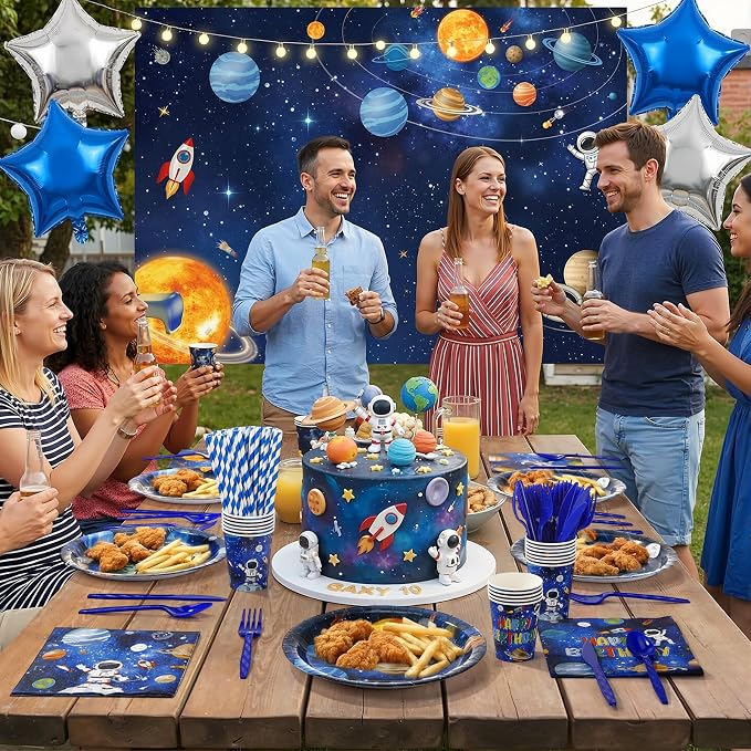 450 Pcs Space Birthday Tableware Set Decorations, Serves 50 | Solar System - Image 5