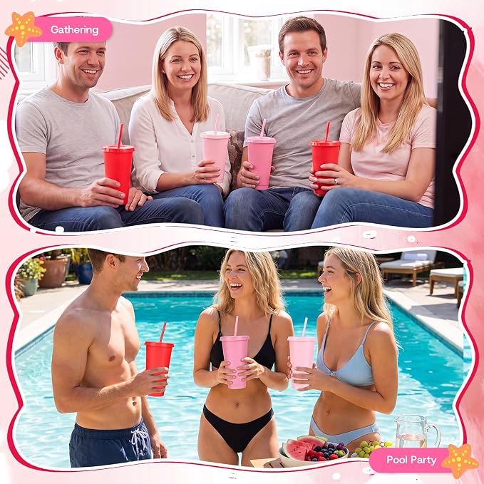 24 Pack Plastic Tumblers with Lids and Straws, Reusable Cups with Lids Plastic - Image 7