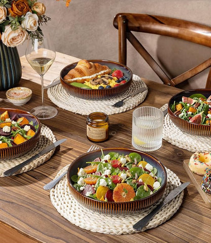 8.5" Ceramic Pasta Bowls Set of 4, Salad Bowls | Versatile Serving Bowls - Image 6