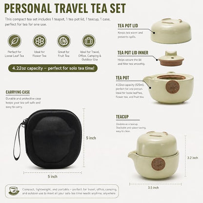 WUWEOT Travel Gaiwan Tea Set for One, Portable Porcelain Teapot | Chinese - Image 2