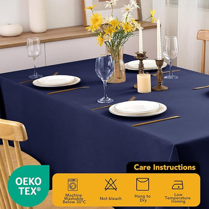 6-Pack Navy Blue Tablecloths for Rectangle Tables, 90 x 132 Inches, Stain-Resistant Polyester Fabric for 8 Foot Tables - Washable Table Covers for Weddings, Banquets, Birthday Parties, Events