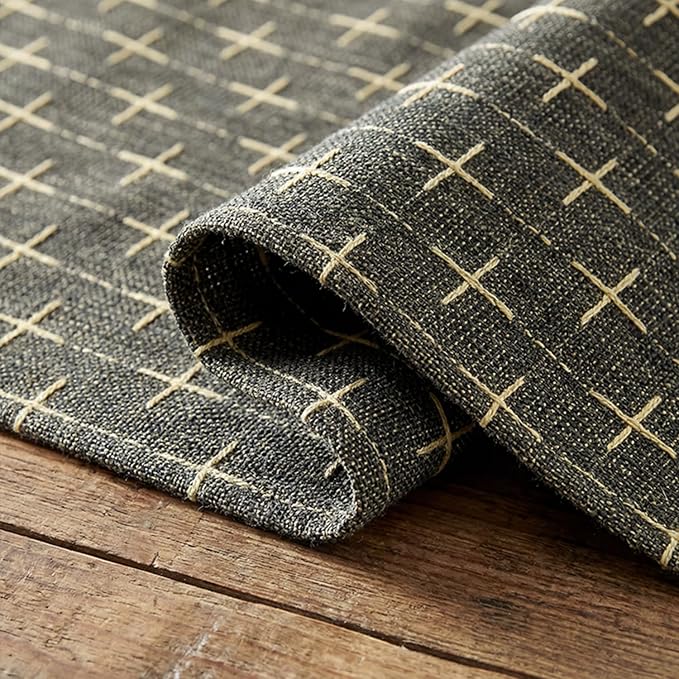 Artoid Mode Dark Grey Cross-Star Textured Table Runner, Seasonal Waterproof - Image 6