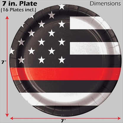 Firefighter EMT Party Set-16 Plates & Napkins-Thin Red Line-Havercamp | - Image 3