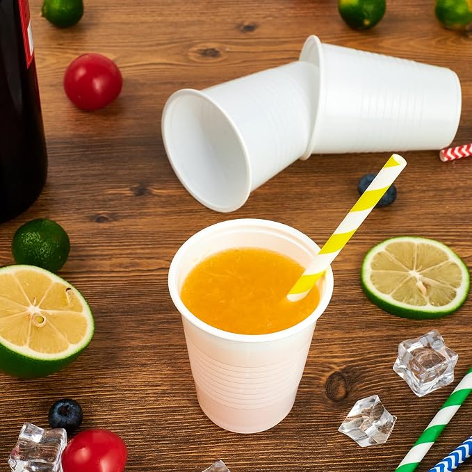 Lilymicky 500 Pack 5 oz White Plastic Cups, Disposable Plastic Tumbler | - Image 2