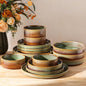 Ceramic Dinnerware Set for 4, 16-Piece Plates and Bowls Set | Lightweight by TheTerra