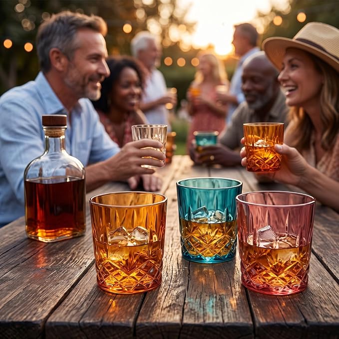 Yungyan 24 Pcs Plastic Clear Whiskey Glasses, 10 oz Unbreakable Reusable Old - Image 5