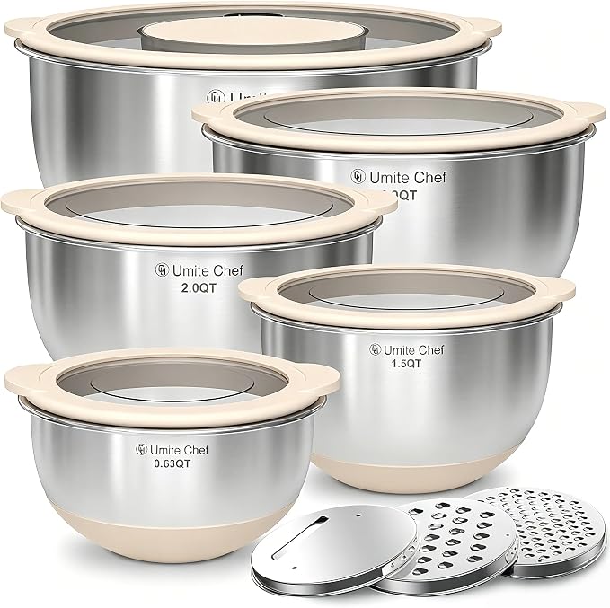 Mixing Bowles Set with Lids Set by UmiteChef