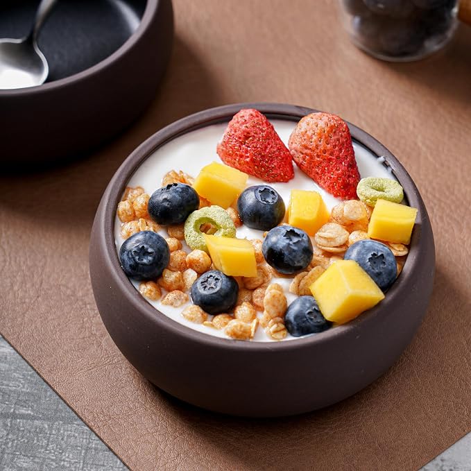 Uaral Small Bowls 8 Ounces Dipping Bowl Color Clay Flat Base Bowl Set, Two-Tone - Image 2