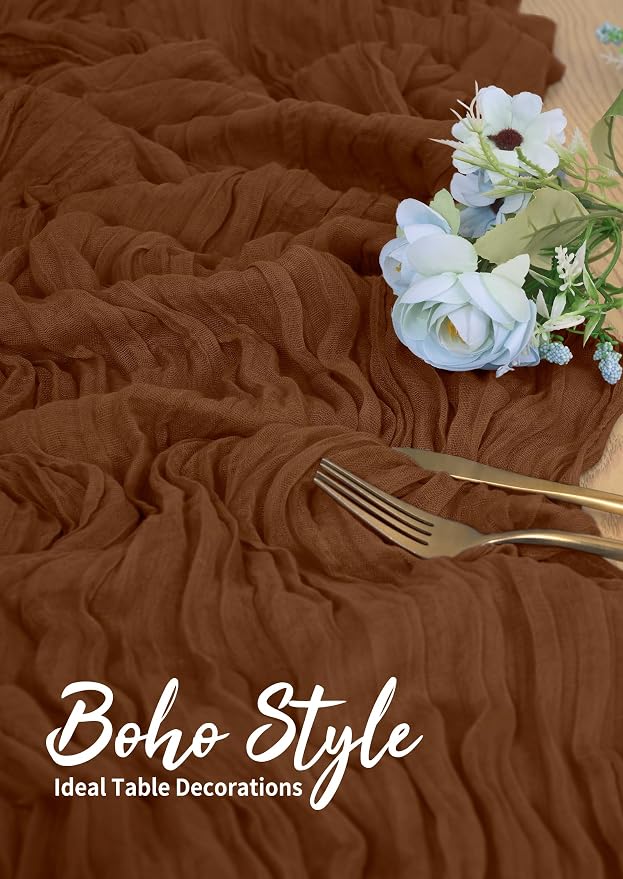 Pesonlook Cheesecloth Table Runner Brown, 10 Pack 17.7x108 inch, Long | Rustic - Image 5