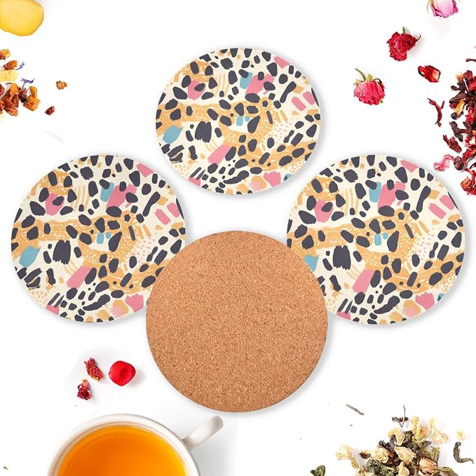 Abstract Leopard Cheetah Skin Shapes Coasters - Image 6
