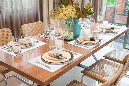 homing Faux Leather Heat Resistant Placemats 8 Packs, Waterproof Wipeable Dining PU Place Mats for Indoor & Outdoor, Easy to Clean, White