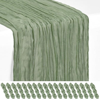 Showgeous 18 Pack Sage Green Cheesecloth Table Runner, 17 x 108 Inches | Boho by Showgeous