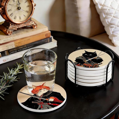 Dooke Coasters for Drinks, Round Absorbent Ceramic Stone Coasters Set of 6 - Image 6