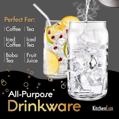 16 oz Can Shaped Glass Cups, Aesthetic Soda Can Cup Clear Glass Tumbler Beer - Image 4
