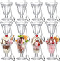 12 Pcs Glass Dessert Cups Set, 6.8 oz Clear Tulip Sundae Cups with Long Handle Spoons, Footed Parfait Trifle Glasses for Valentine's Dessert, Date Night Fruit Cocktail