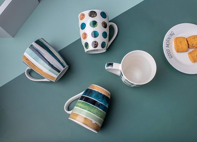 Set of 4 11.5oz Marble Patterns Coffee Mugs, Ceramic Tea Cup Set. - Image 3