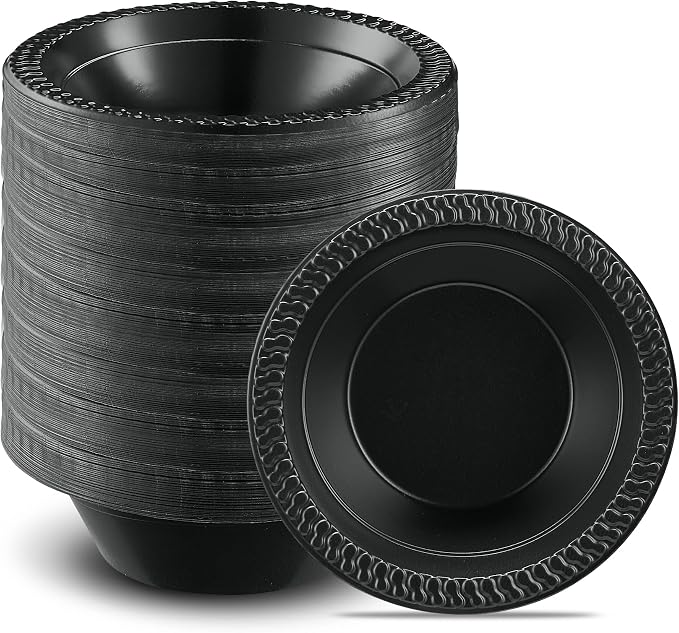 PLASTICPRO 800 PCS Black Plastic Bowls Light Weight 12 oz Plastic Soup Bowls by PLASTICPRO