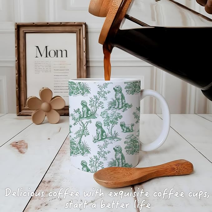 Chinoiserie Golden Doodle Mug, Grandmillennial Sausage Weiner Dog Coffee Tea - Image 3