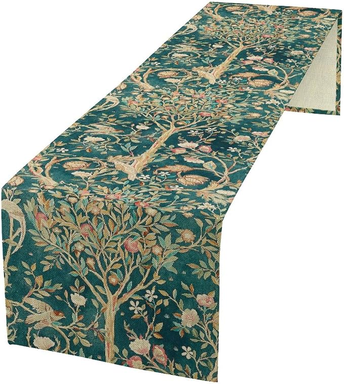 William Morris Original Design Vintage Flowers Green Botanical Printed Table by SXXLDNG