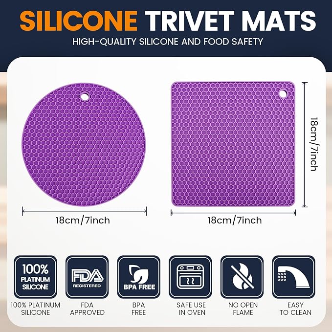 Silicone Trivet Mats 4 Heat Resistant Pot Holders Multipurpose Non-Slip Hot Pads - Image 2