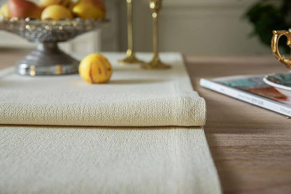 Burlap Style Farmhouse Table Runner, 14x60 Inches Cream | Thick Durable Fabric - Image 5