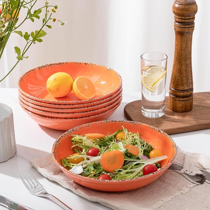 Farmhouse Melamine Pasta Bowls set, 42 OZ Large Fruit Bowl, Lightweight and - Image 3