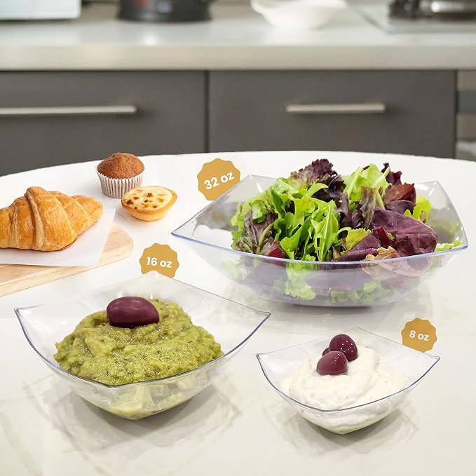 R-kay 6 Pack Square Plastic Serving Bowls - Image 3