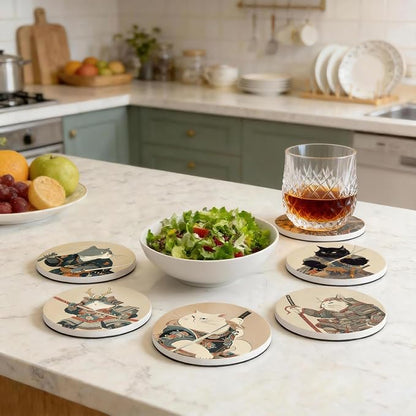 Dooke Coasters for Drinks, Round Absorbent Ceramic Stone Coasters Set of 6 - Image 3