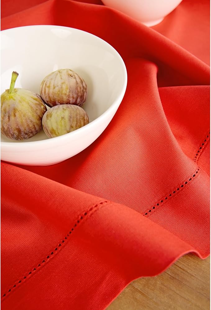 Solino Home Cotton Linen Dining Table Runner Poppy Red Woven, 14 x 60 in | - Image 8