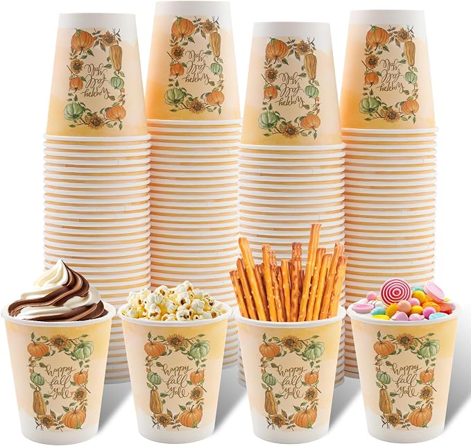 Tamone 100 PACK Thanksgiving Cups 9OZ Disposable Coffee Cups, Thanksgiving by InjectingCreativityandBeautyintoModernLife