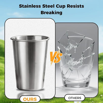 10 Pack 16 oz 304 Stainless Steel Pint Cups, Shatter-Resistant | Food-Grade 304 - Image 8