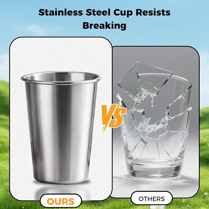 5 Pack 16 oz 304 Stainless Steel Pint Cups, Stackable Camping Cups | Food-Grade - Image 8