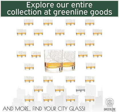 Greenline Goods Whiskey Glasses - 10 Oz Tumbler Gift Set for Austin lovers, Etched with Austin Map | Old Fashioned Rocks Glass - Set of 2