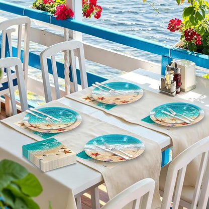 180Pcs Beach Ocean Party Plates and Napkins Set, Serves 60 | Under The Sea - Image 5