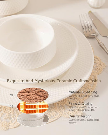 Dinnerware sets plates and bowls sets modern plates,Ceramic Dinnerware Sets,12 Pieces Porcelain Lightweight Plates,Scratch Resistant Dish Set (style - 11, 4 - Set (12pcs))