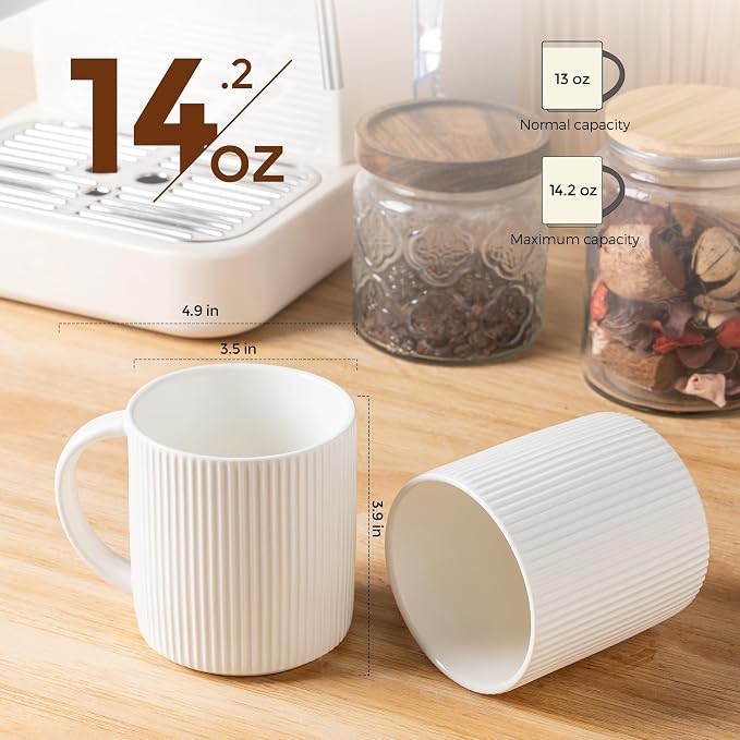 theterra Ceramic Coffee Mugs Set of 6, 14.2 oz Coffee Cups - Image 2