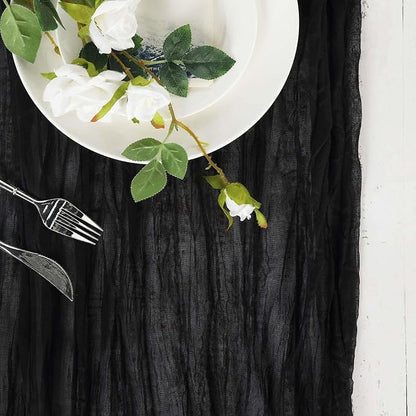 Efavormart 10ft Black Gauze Table Runner - Image 5