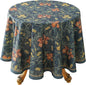 patdrea Designer Dark Blue Linen Round Tablecloth,Vintage French Rustic Floral Pattern Tablecloths,Decorative Table Cover Cloth for Kitchen,Dining,Tea Party,Home,Christmas,Diameter 55"