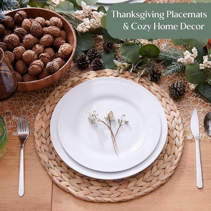 10 Pack, Round Woven Placemats, Natural Water Hyacinth Place mats, Braided - Image 8