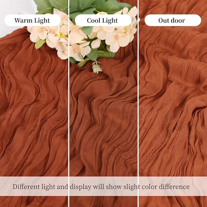3 Pack Terracotta Cheesecloth Table Runner, 17 x 108 Inch, Gauze Cheese Cloth - Image 6