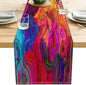 Abstract Table Runner 13x36 Inch Colorful Chaotic Waves Table Runners Table by LXXTK