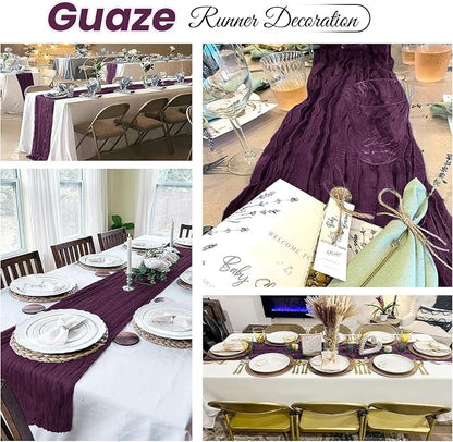 4 Pack Dark Purple Cheesecloth Table Runner 20 x 120 inch Gauze Table Runners - Image 4