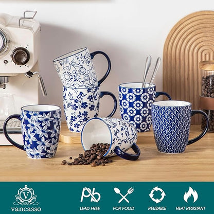 vancasso SELENE Large Coffee Mugs Set of 6, 16 Oz Porcelain Coffee Cups - Image 3