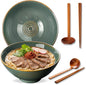 8 Inch Ceramic Ramen Bowl Set of 2, 40oz Japanese Bowls by ArtifexCeram